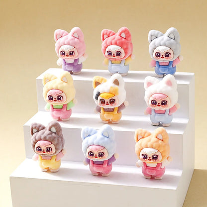 Bunny Capybara Baby-three Flocked Mini Figurine Desktop Ornament Car Decoration Collectible Toy