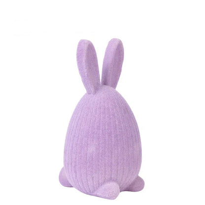 Minimalist Flocked Resin Easter Bunny Decor Tabletop Home Ornament Gift