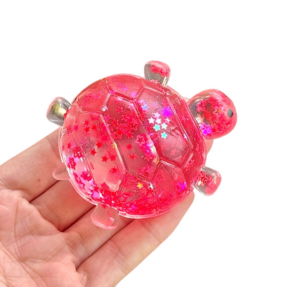 Glitter Turtle Squishy Stress Relief Toy with Taffy-Like Texture