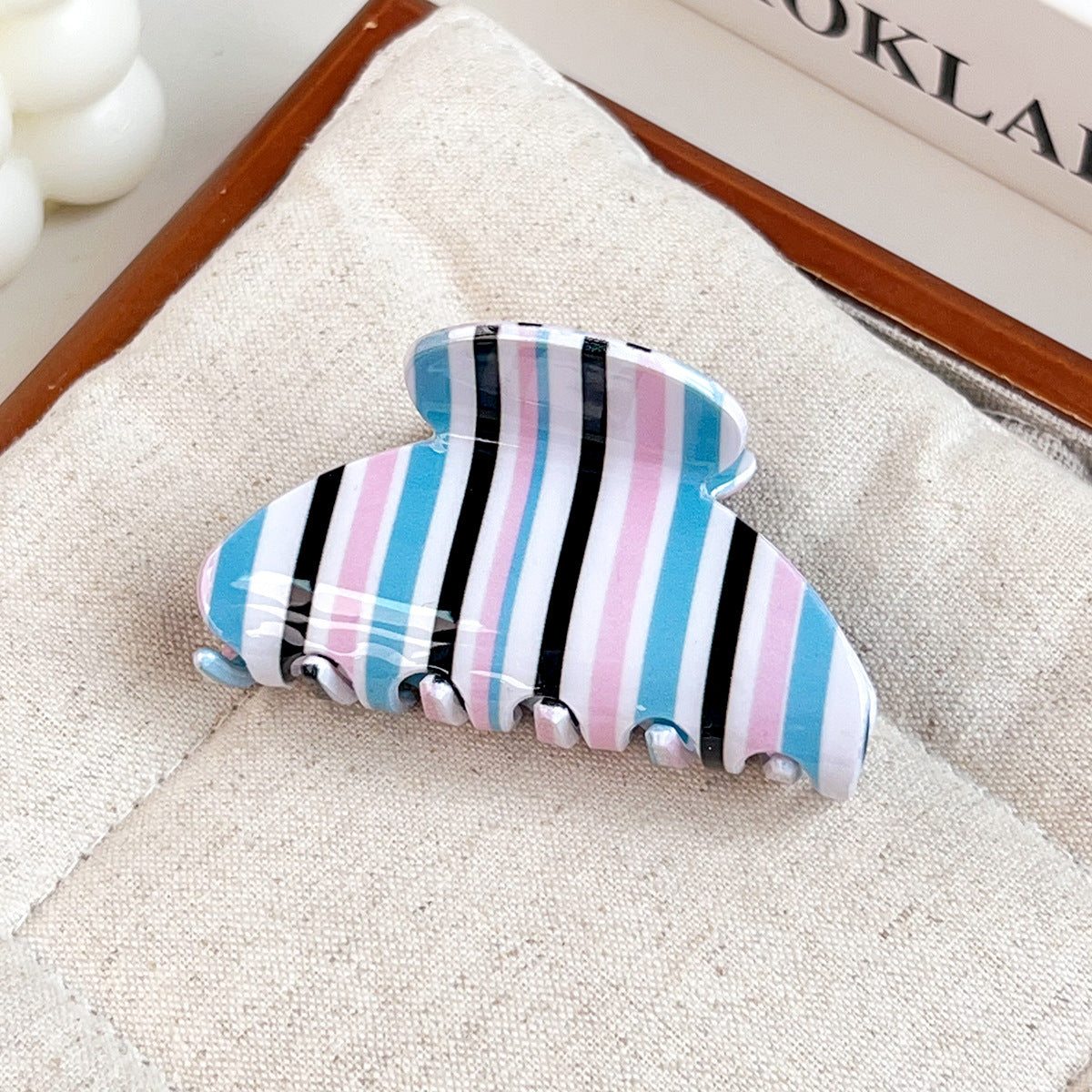 Colorful Pastel Striped Hair Claw Clip  for Women, Everyday Hair Accessory