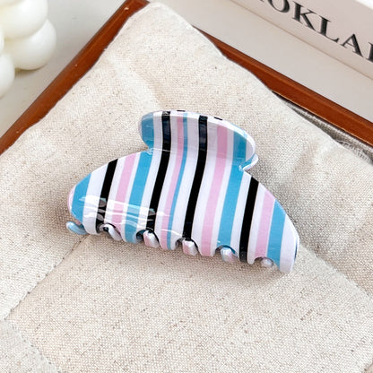 Colorful Pastel Striped Hair Claw Clip  for Women, Everyday Hair Accessory
