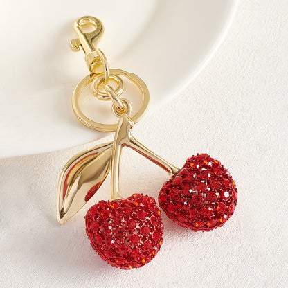 Resin Cherry Fruit Bag Charm Keychain Creative Car Hanging Accessory