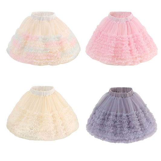 Girls Tulle Tutu Dress Layered Princess Cake Skirt