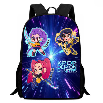 K-pop Demon Hunters Trendy Print Large Backpack Back To School Bag