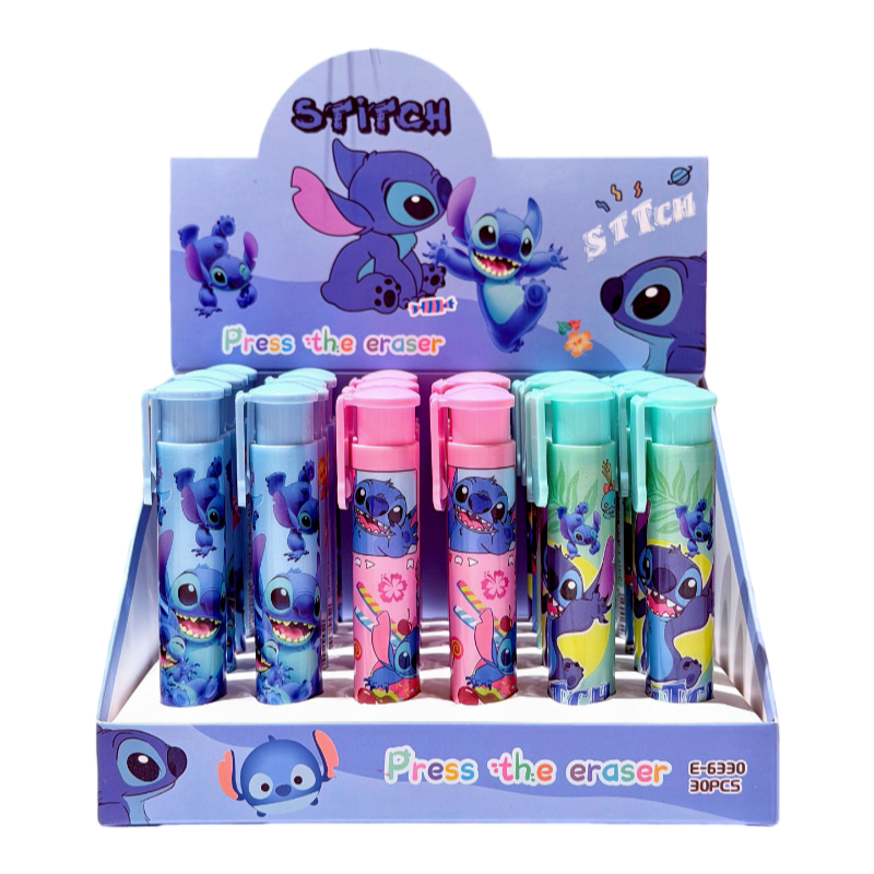 Press-to-Advance Mechanical Eraser Set Character Themed Pencil Erasers in Storage Case