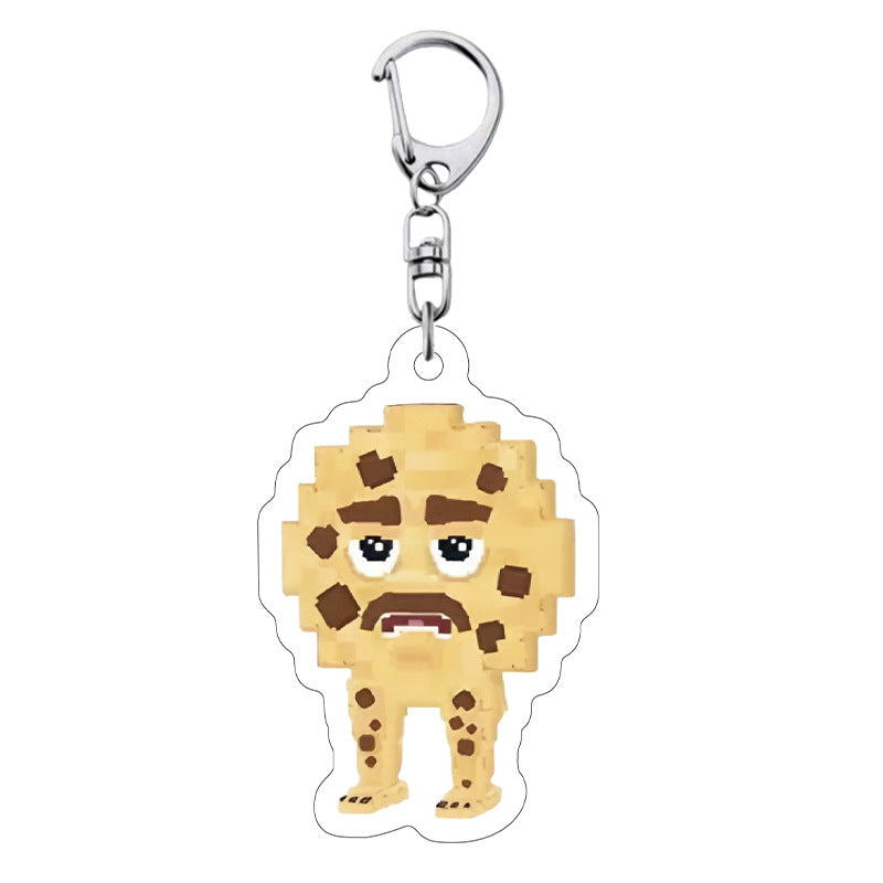 Pixel Style Funny Character Acrylic Keychain Cartoon Pendant Bag Charm