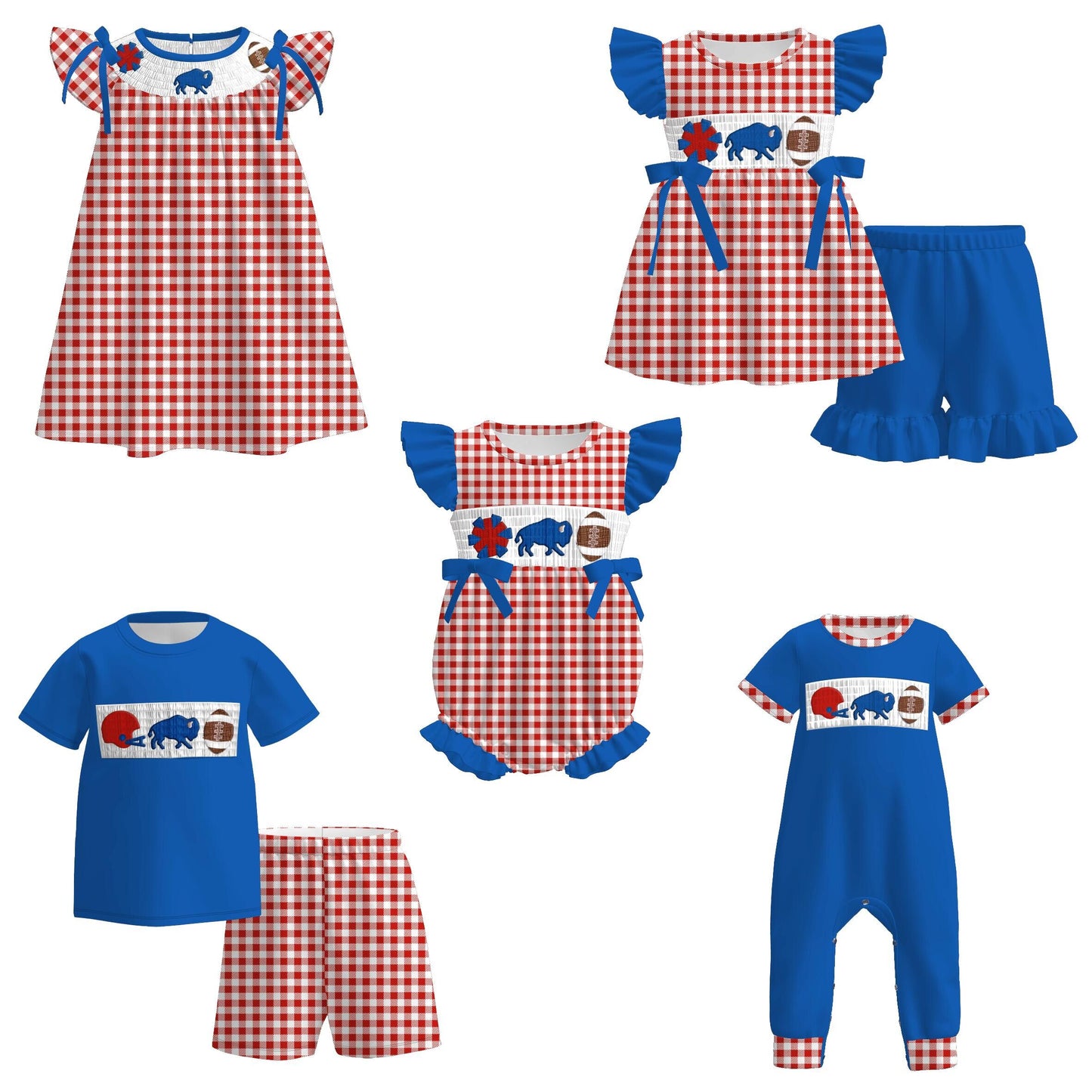 Buffalo Bills Football Embroidered Matching Sibling Outfits