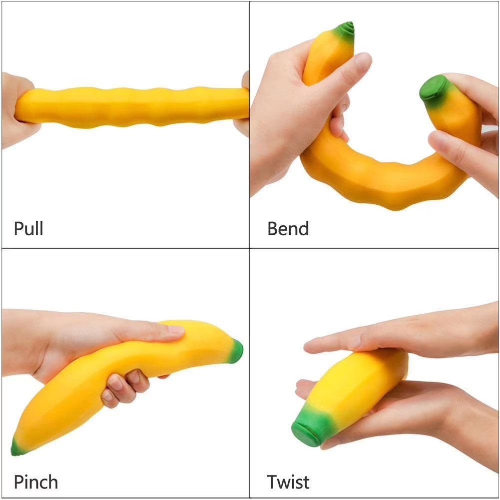 Jumbo Banana Squishy Stress Relief Toy – Super Soft Squeezable Flour-Filled Fidget Toy