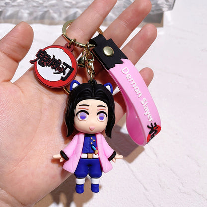 Cartoon Demon Slayer Silicone Keychain Pokémon Mini Figure Bag Charm Pendant