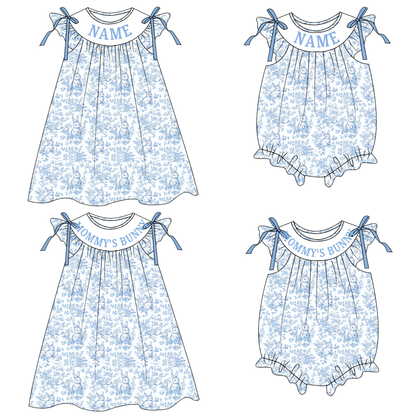 MOMMY'S BUNNY Easter Custom Name Smocked Embroidered Floral Collection