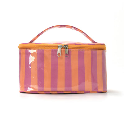 PVC Striped Waterproof Clear Cosmetic Bag Makeup Travel Toiletry Organizer Carry Pouch