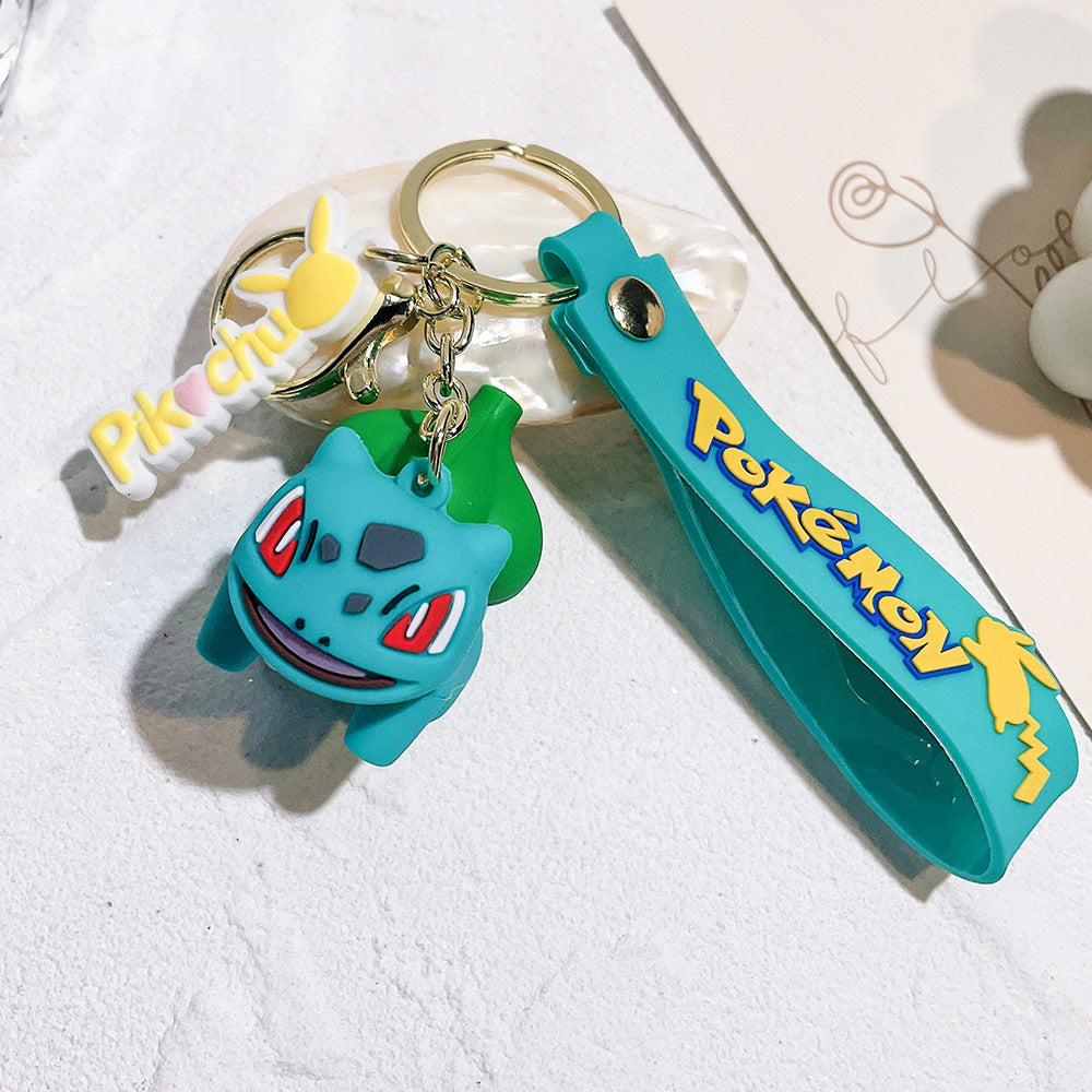 Cartoon Pikachu Silicone Keychain Pokémon Mini Figure Bag Charm Pendant