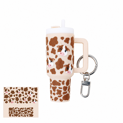Cow Print Tumbler Fidget Keychain – Pressable Bag Charm