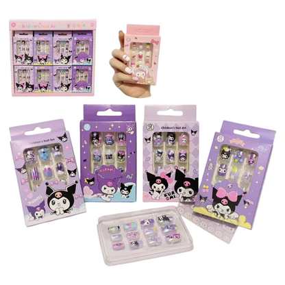 Kids Cute Cartoon Press On Nails Colorful Character Nail Art Sets