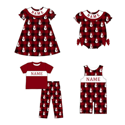 Kids Christmas Snowman Smocked Collection Custom Name Holiday Outfits