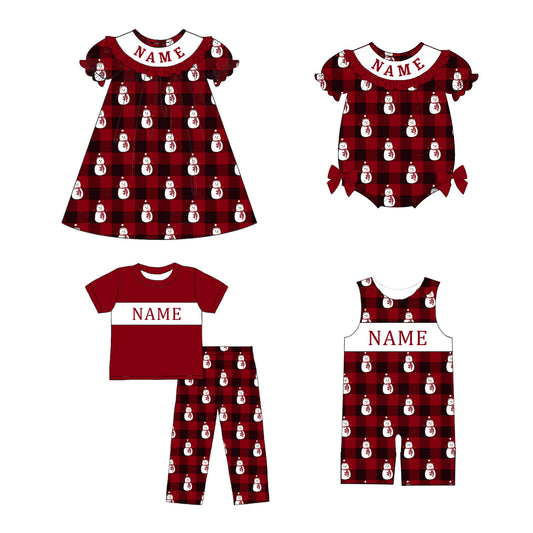 Kids Christmas Snowman Smocked Collection Custom Name Holiday Outfits