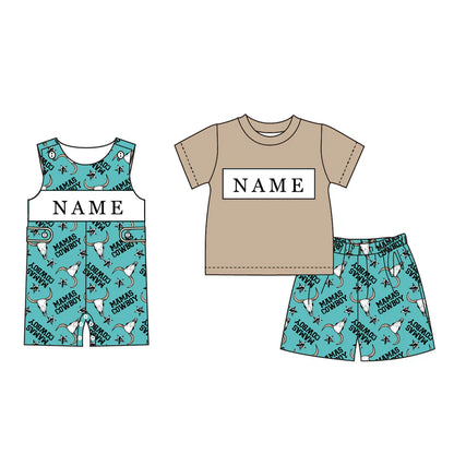 MAMA'S COWBOY Personalized Name Embroidery Smocked Outfit