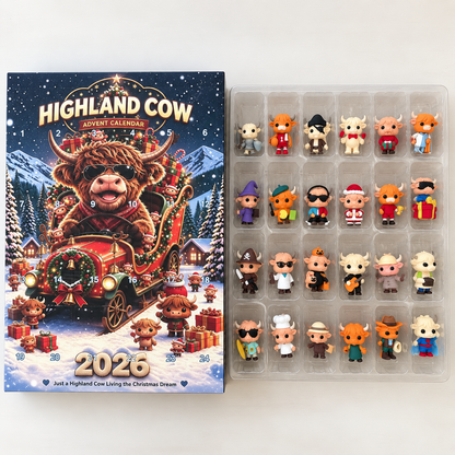 2026 Christmas Advent Calendar – 24-Day Mini Figure Surprise Countdown, Highland Cow & Duck Collectible Holiday Gift
