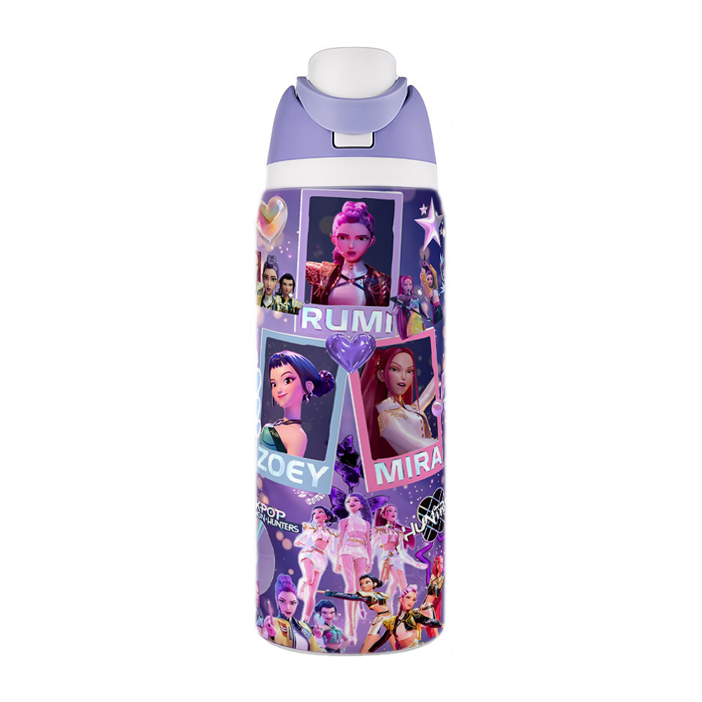 KPOP Demon Hunters 32oz Vacuum Insulated Stainless Steel Water Bottle Straw Cup Sports & Outdoor