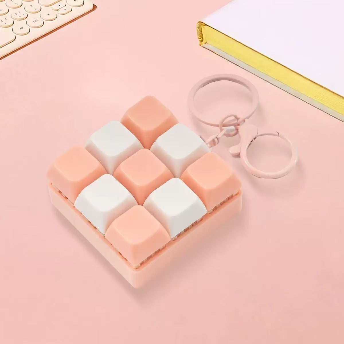 Finger Press Button Cube Squishy Keyboard Keychain Stress Relief Toy