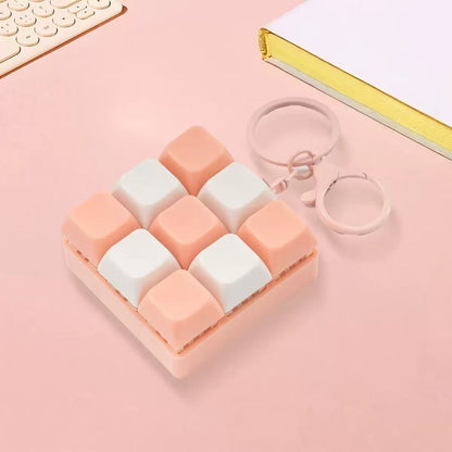 Finger Press Button Cube Squishy Keyboard Keychain Stress Relief Toy