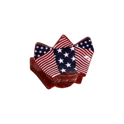 4th of July USA Flag Mini Claw Clips & Half-Moon Hair Claw Patriotic Hair Accessories