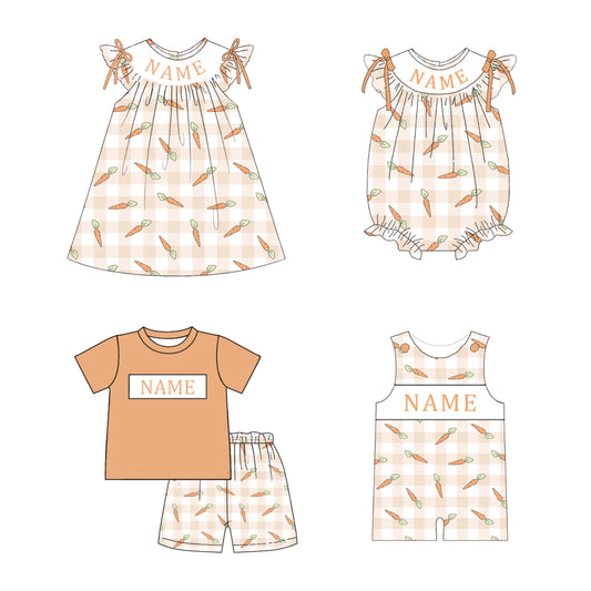 Summer Easter Carrot Custom Name Smocked Embroidery Collection