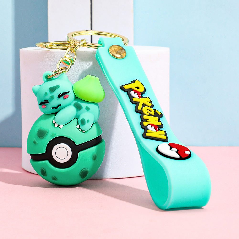 Cartoon Pikachu Silicone Keychain Figure Bag Charm Pendant