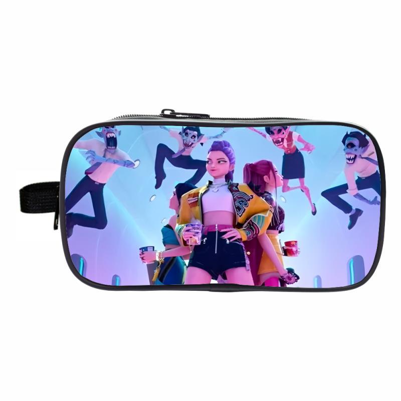 K-Pop Demon Hunters Pencil Case Large Capacity Double-Layer Student Pen Bag Trendy Stationery Organizer