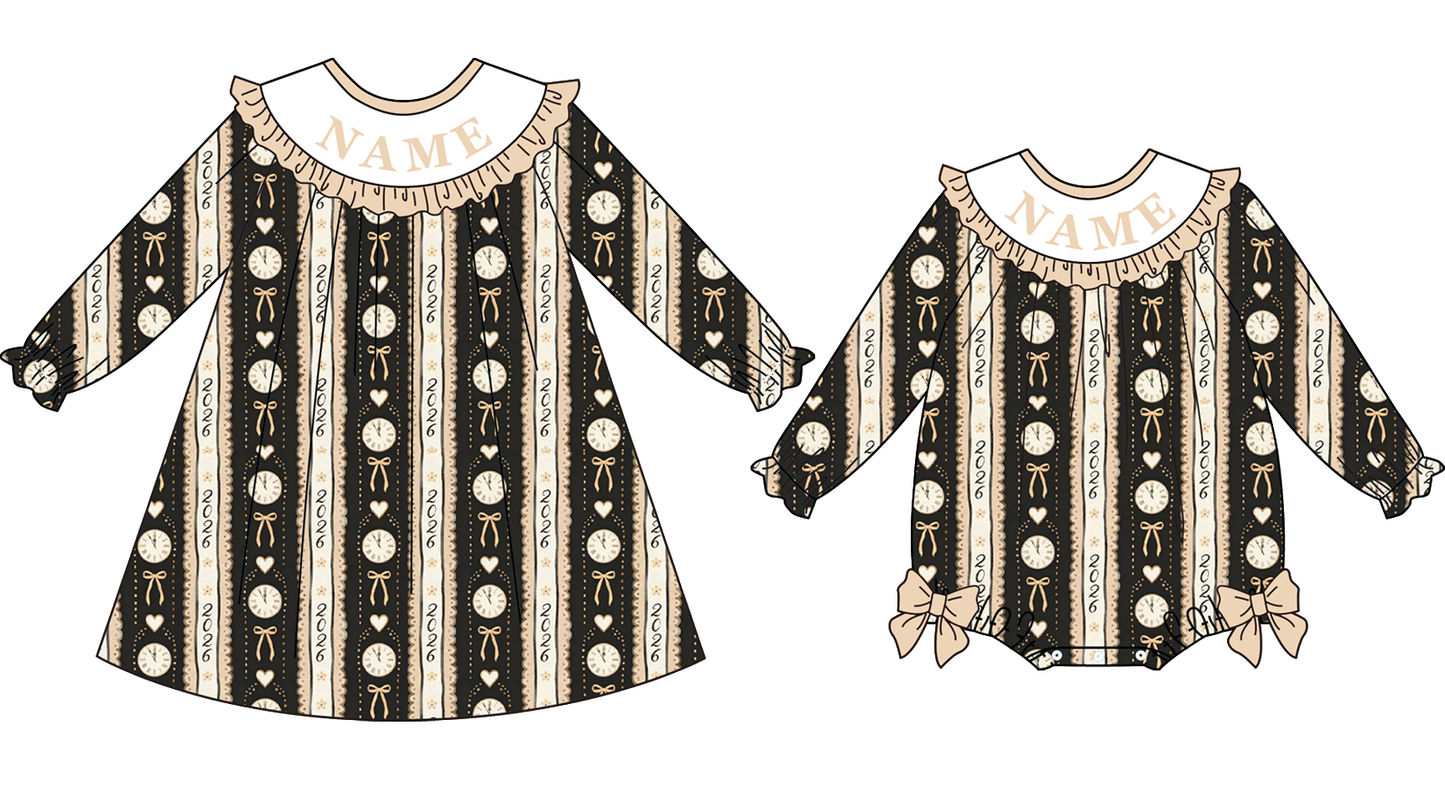 2026 New Year Kids Custom Name Embroidery Smock Outfits