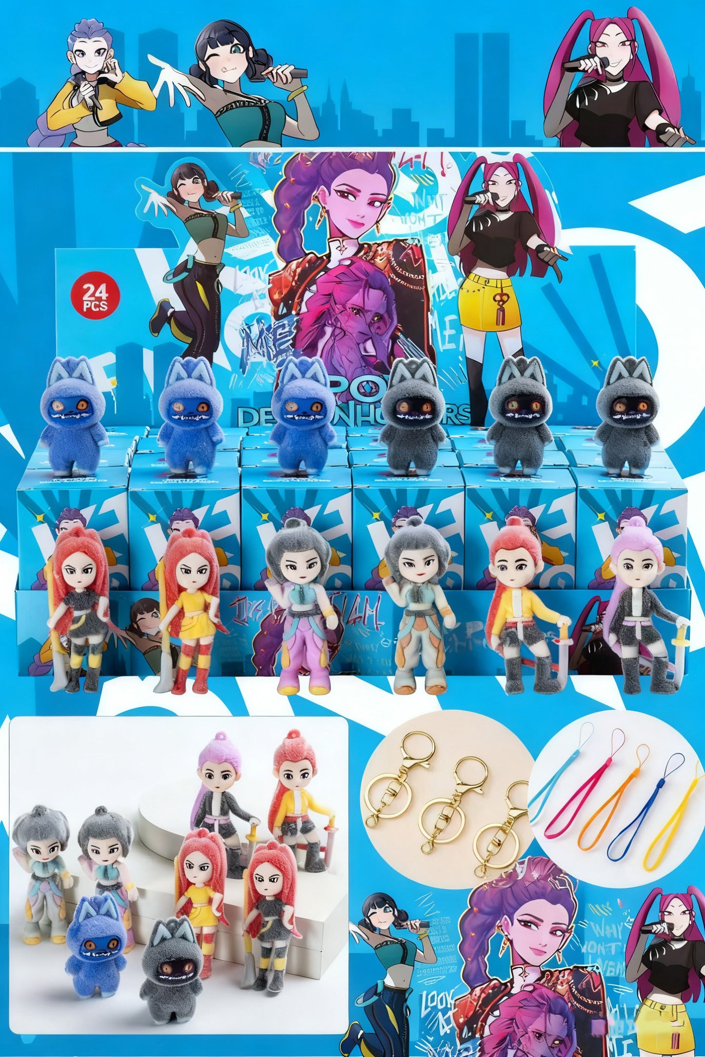 KPOP Demon Hunter Girl Group Advent Calendar 12pcs/24pcs Blind Box Silicone Keychain Set