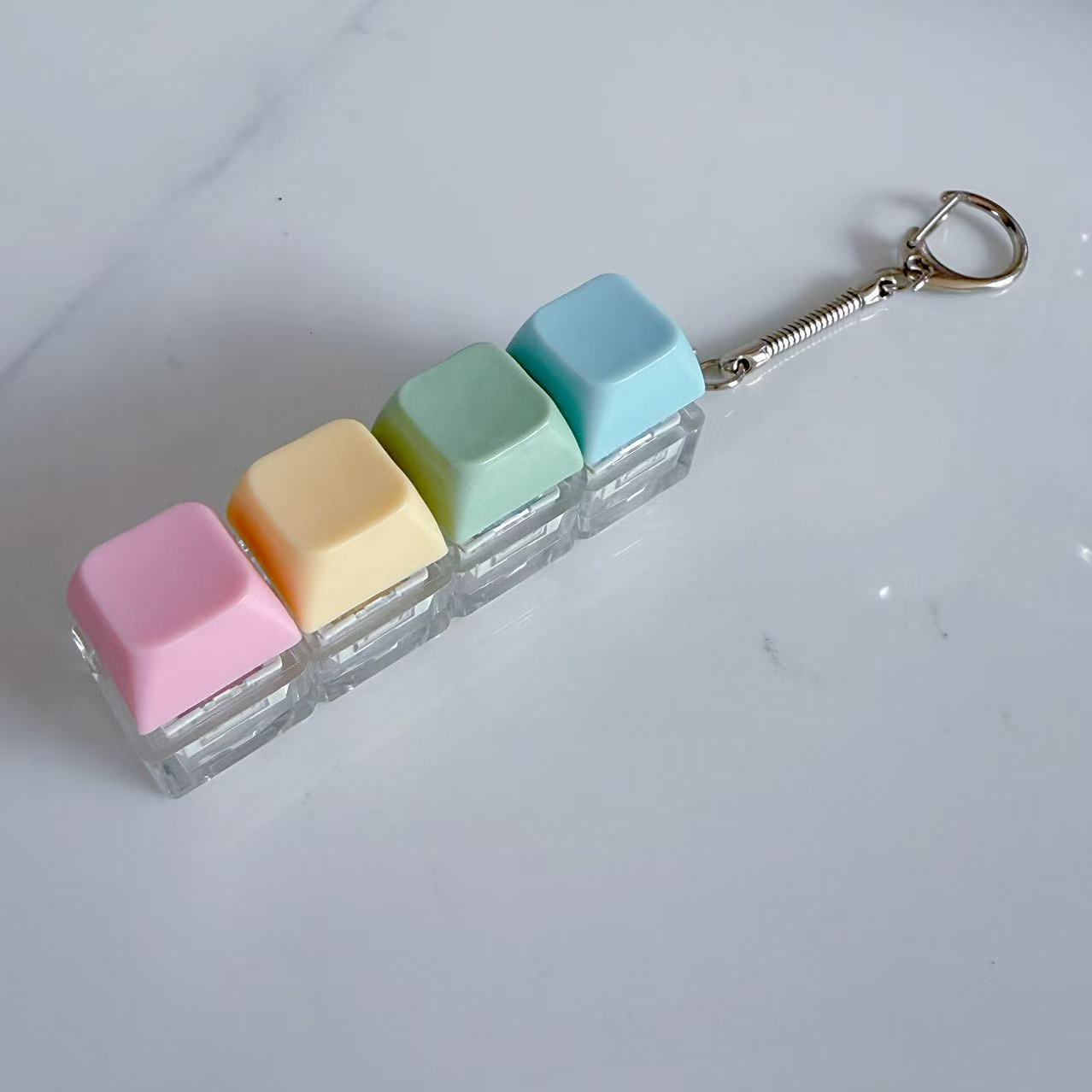 Pastel Colors Finger Press Button Cube Squishy Keyboard Keychain Stress Relief Toy