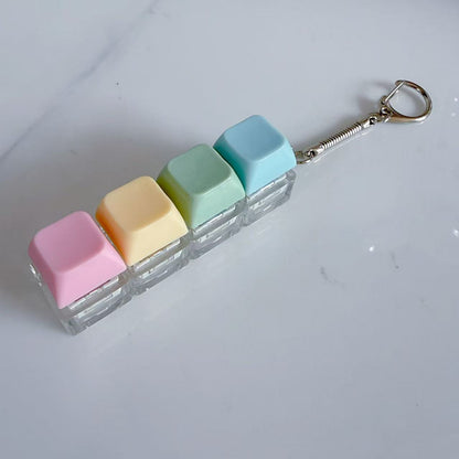 Pastel Colors Finger Press Button Cube Squishy Keyboard Keychain Stress Relief Toy