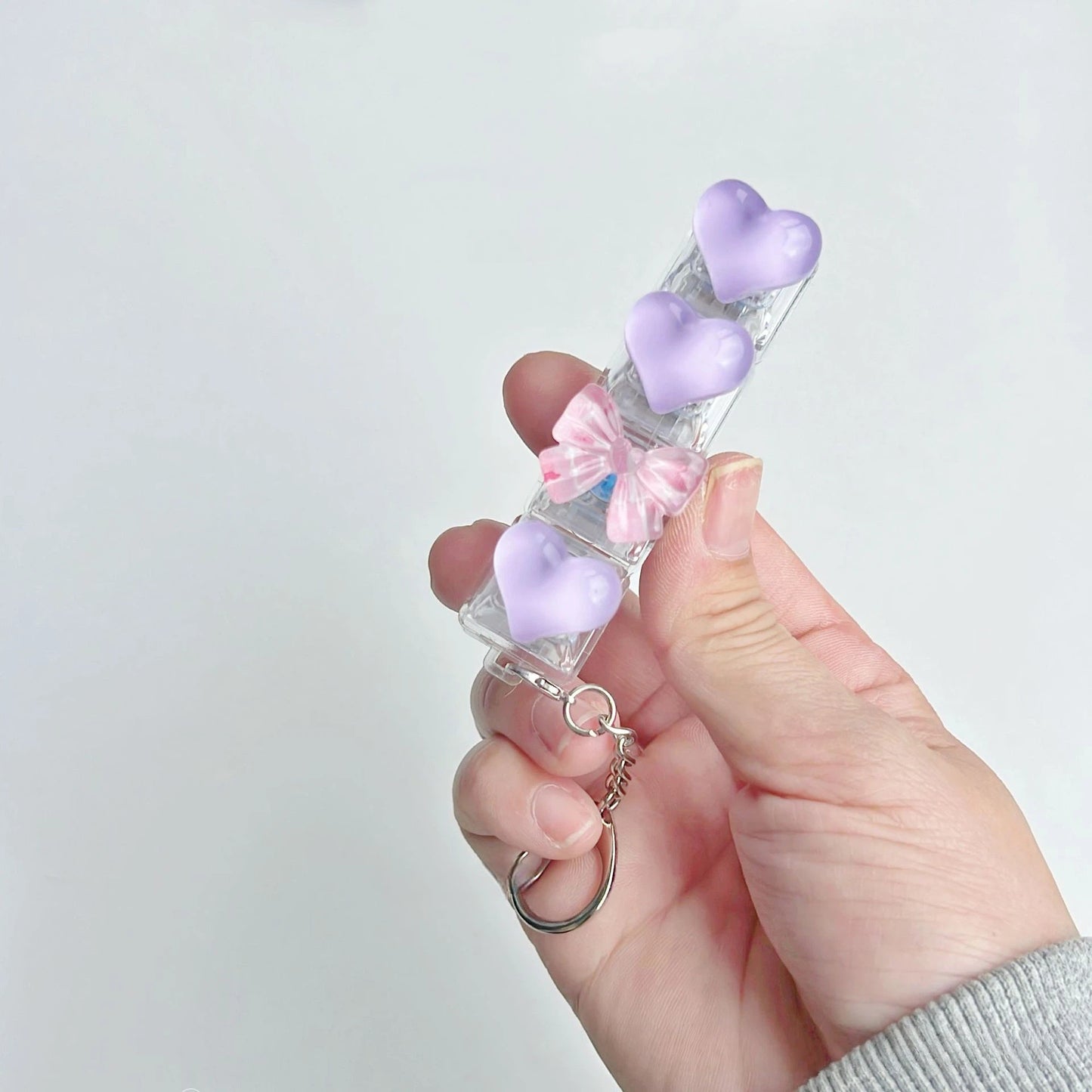 Ice-Translucent Heart Keycap Stress Relief Keychain Keyboard-Style Pendant Charm