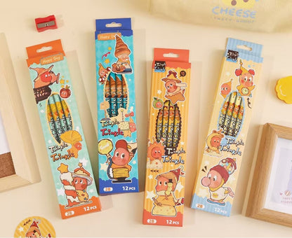 12pcs Cartoon Character 2B Pencils Set Sketching, Drawing & Writing Pencil Set