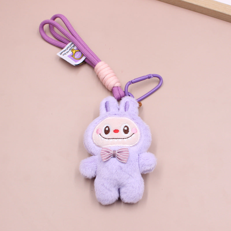 LABUBU Plush Keychain – Cute Cartoon Doll with Lanyard, Bag Charm & Key Holder