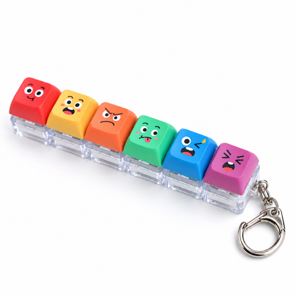Funny Face Keyboard Keycap Fidget Keychain – 2/3/4/6/9-Key Clicker Stress Relief Toy Bag Charm