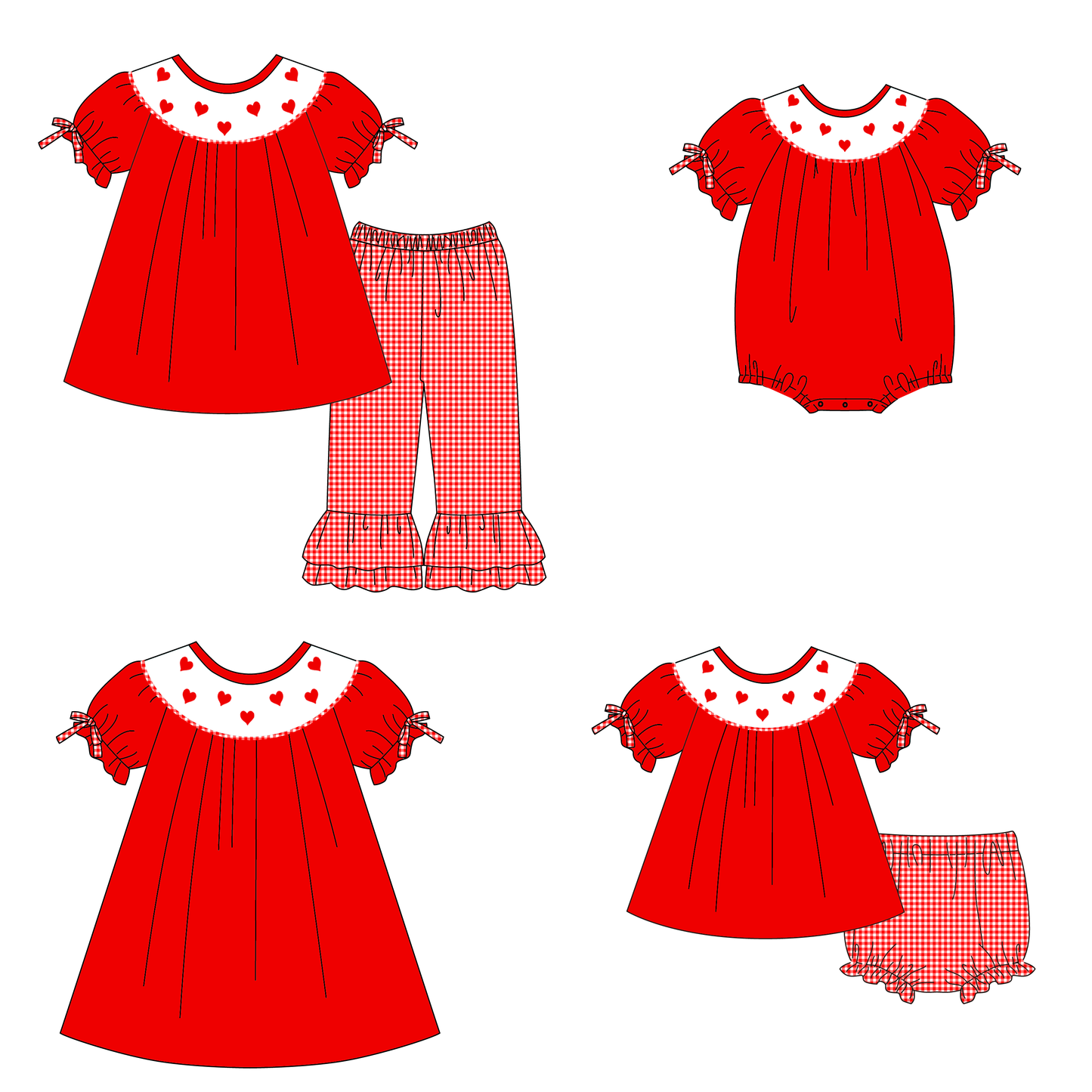 2026 Valentine’s Day Red Plaid Smocked Hearts Collection