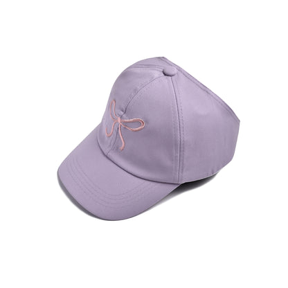 Girls Summer Bow Embroidered Outdoor Solid Baseball Cap
