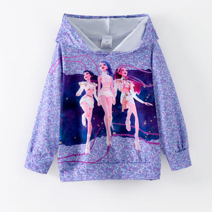 Kpop Demon Hunter Print Long Sleeves Fashion Hoodies For Kids