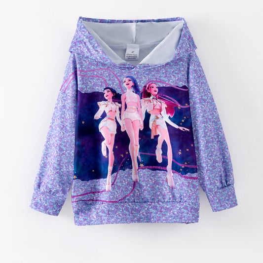 Kpop Demon Hunter Print Long Sleeves Fashion Hoodies For Kids