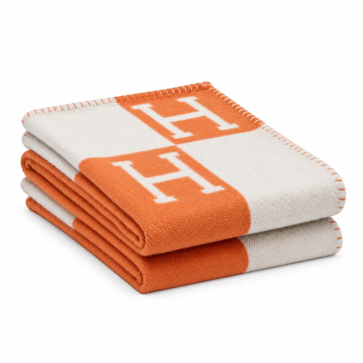 H Letter Pattern Throw Blanket with Contrast Border – Soft Woven Sofa Throw for Cozy Home Decor, 51 × 71 in