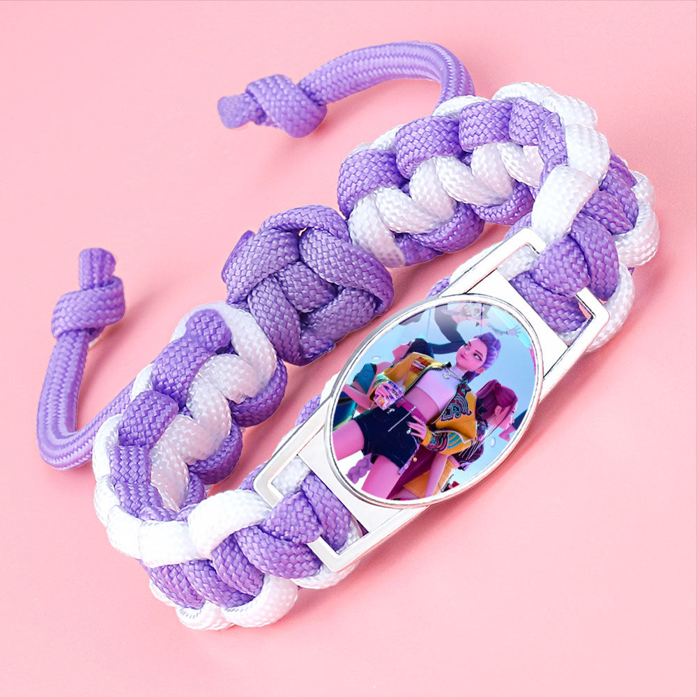 K-pop Demon Hunter Bracelet Woven Adjustable Handwoven Dopamine Style Kids Jewelry