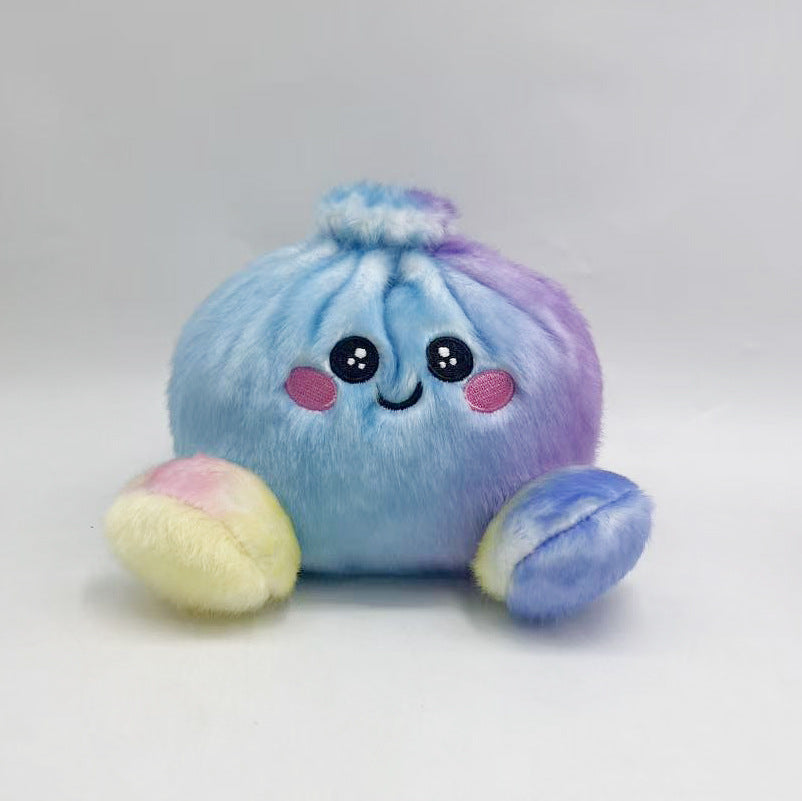 Colorful Dumpling Plush Toy – Cute Smiling Stuffed Bun with Optional Bamboo Steamer Gift Box