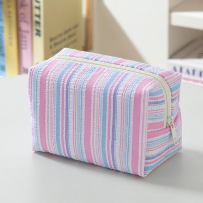 Pastel Striped Seersucker Cosmetic Bag – Makeup & Travel Pouch