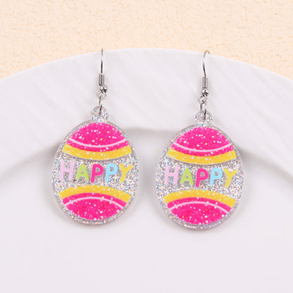 Easter Asymmetrical Bunny & Egg Acrylic Stud Earrings Creative Mismatch Ear Jewelry