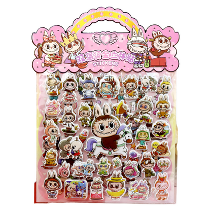 LABUBU Puffy Stickers 3D Double-Layer Cartoon Foil Decorative Stickers