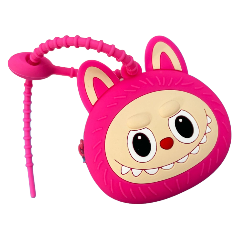 Cartoon Labubu Silicone Zipper Coin Purse with Keychain – Cute Wallet, Earphone Case, Car Key Holder