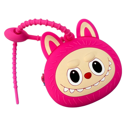 Cartoon Labubu Silicone Zipper Coin Purse with Keychain – Cute Wallet, Earphone Case, Car Key Holder