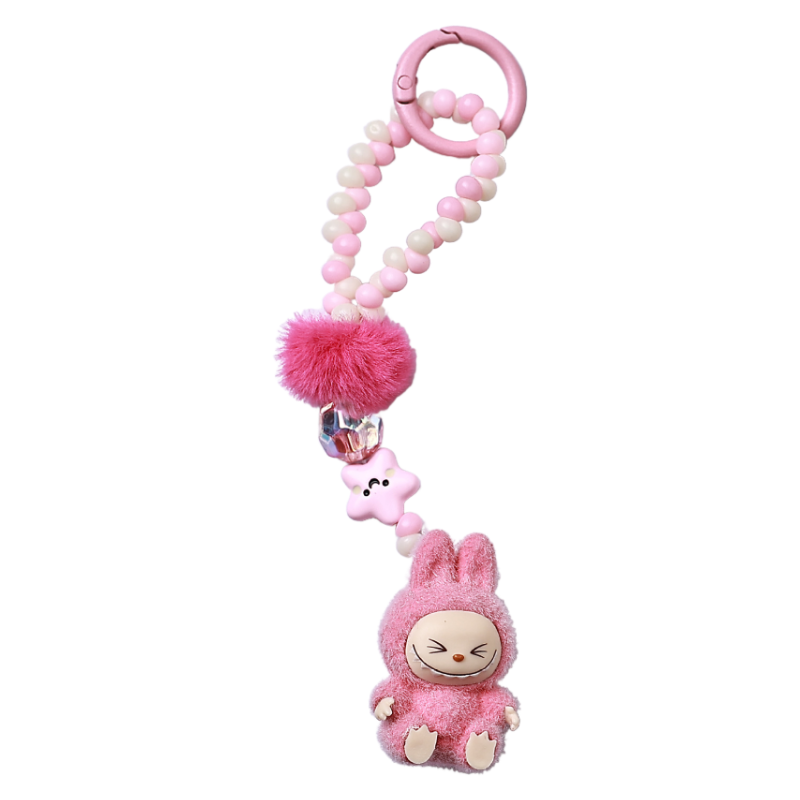 Labubu Beaded Keychain Long Strap Bag Charm Phone Lanyard Key Ring Accessory